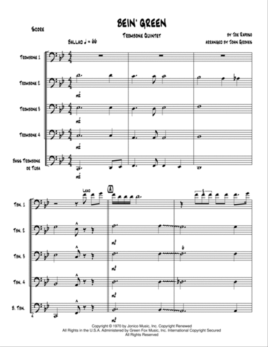 Bein' Green Brass Quintet scores gallery preview page 2