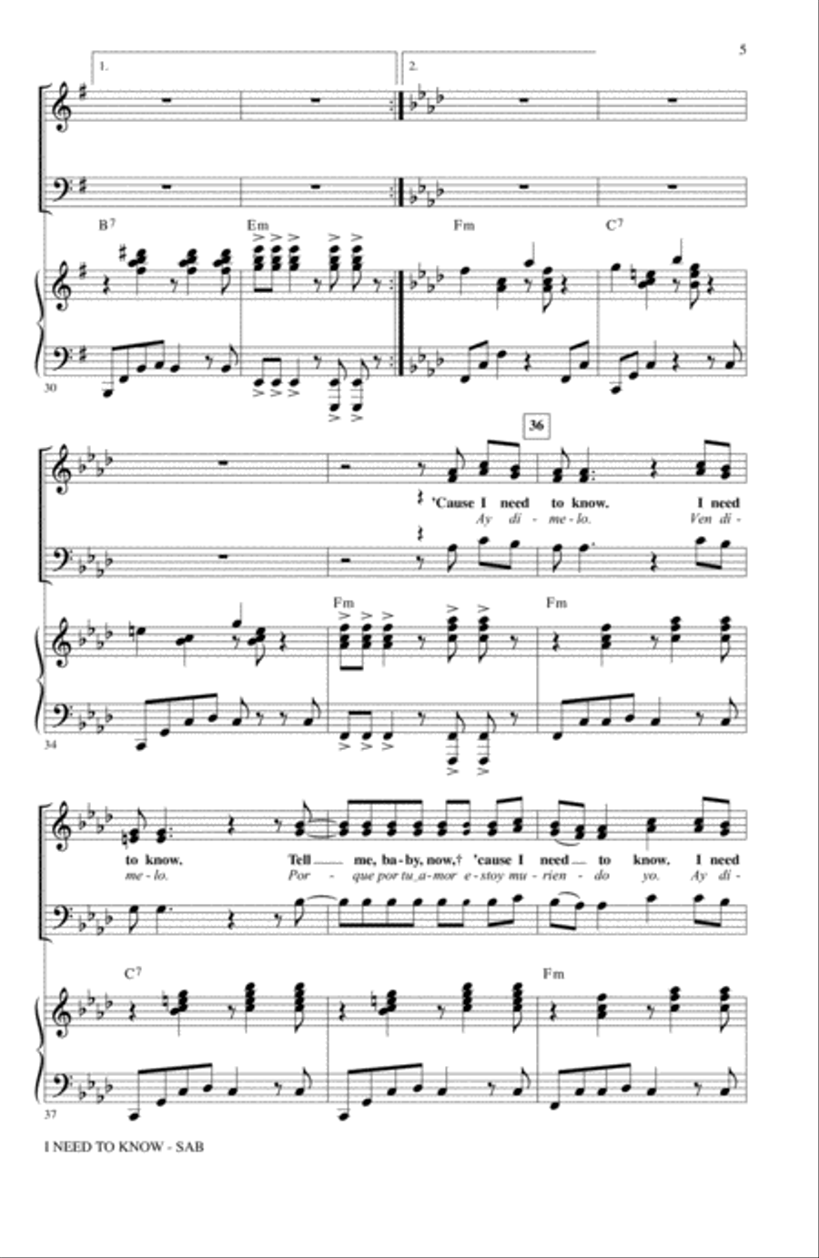 I Need To Know (Dimelo) (arr. Alan Billingsley) 3-Part scores gallery preview page 4