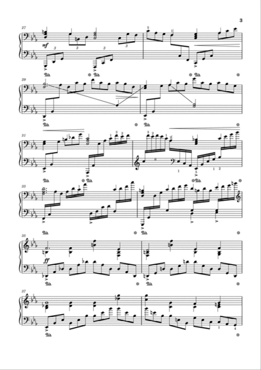 Themes From Rach2 - Rachmaninoff Piano Concerto No 2 - 1st movement - Piano Solo Arrangement Piano Solo scores gallery preview page 3