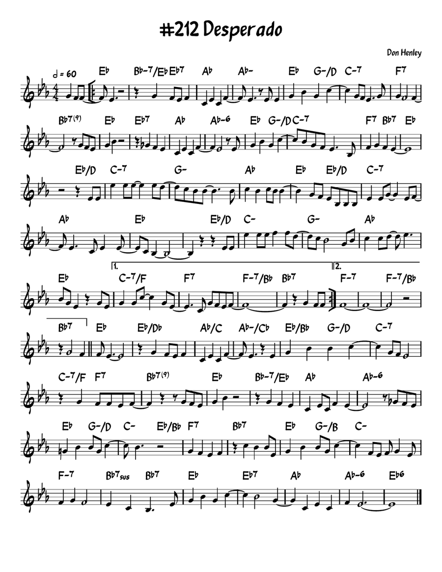Desperado Piano scores gallery preview page 1