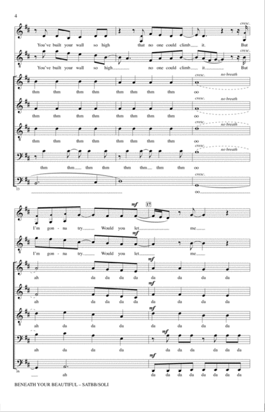 Beneath Your Beautiful 4-Part scores gallery preview page 3