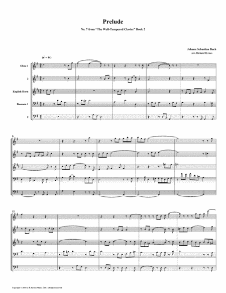 Prelude 07 from Well-Tempered Clavier, Book 2 (Euphonium-Tuba Quintet) image number null