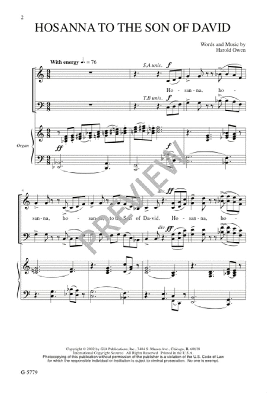 Hosanna to the Son of David 4-Part scores gallery preview page 3