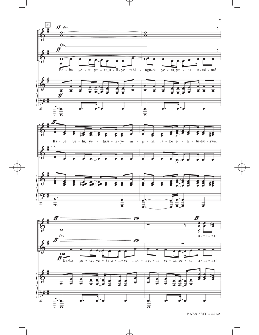 Baba Yetu (from Civilization IV) (arr. Roger Emerson) SSA scores gallery preview page 5