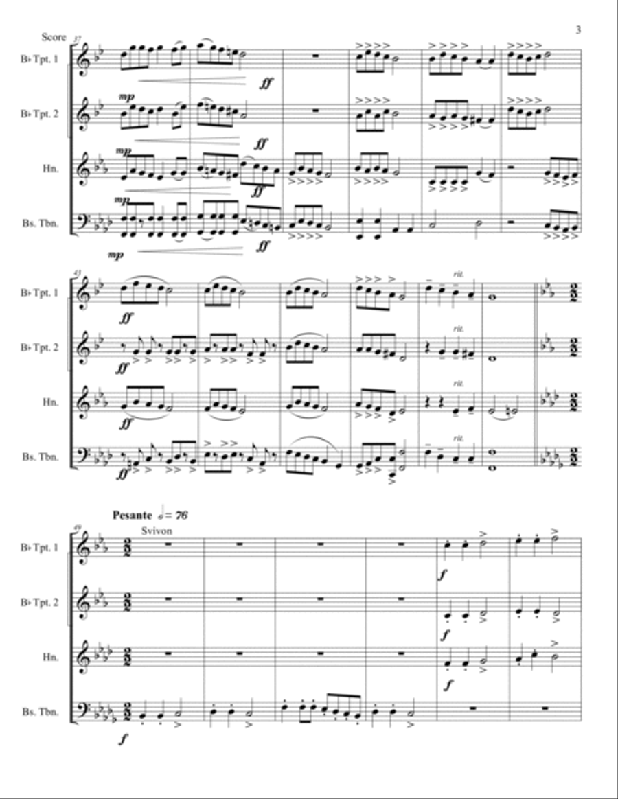 Hanukkah Medley for Brass Quartet-Score and Parts Brass Quartet scores gallery preview page 3