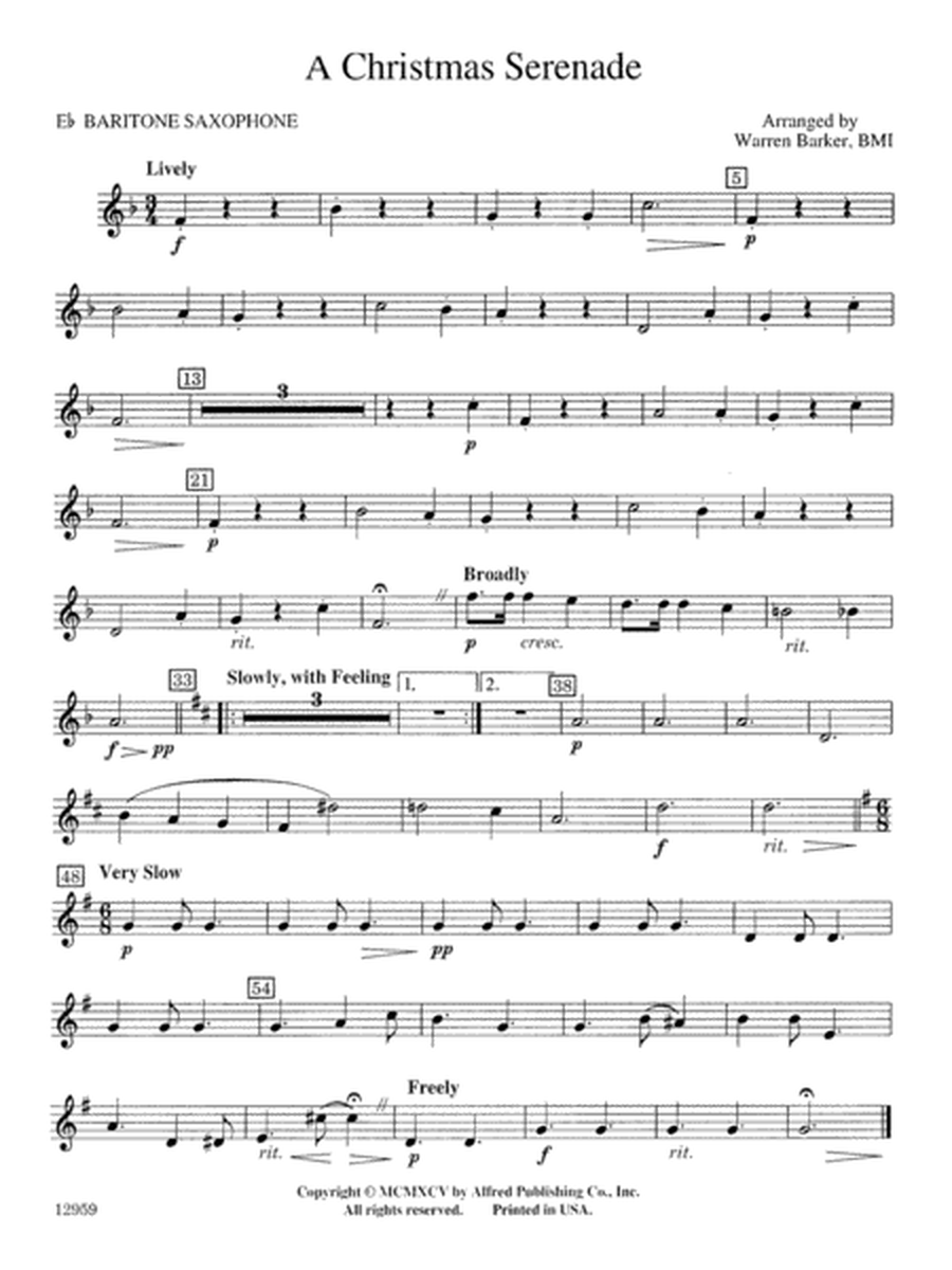 A Christmas Serenade (with optional chorus): E-flat Baritone Saxophone