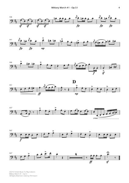 Military March No.1, Op.51 - Cello and Piano (Individual Parts) image number null