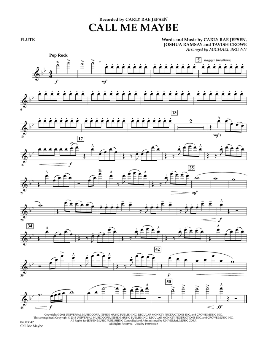 Call Me Maybe - Flute Concert Band scores gallery preview page 1