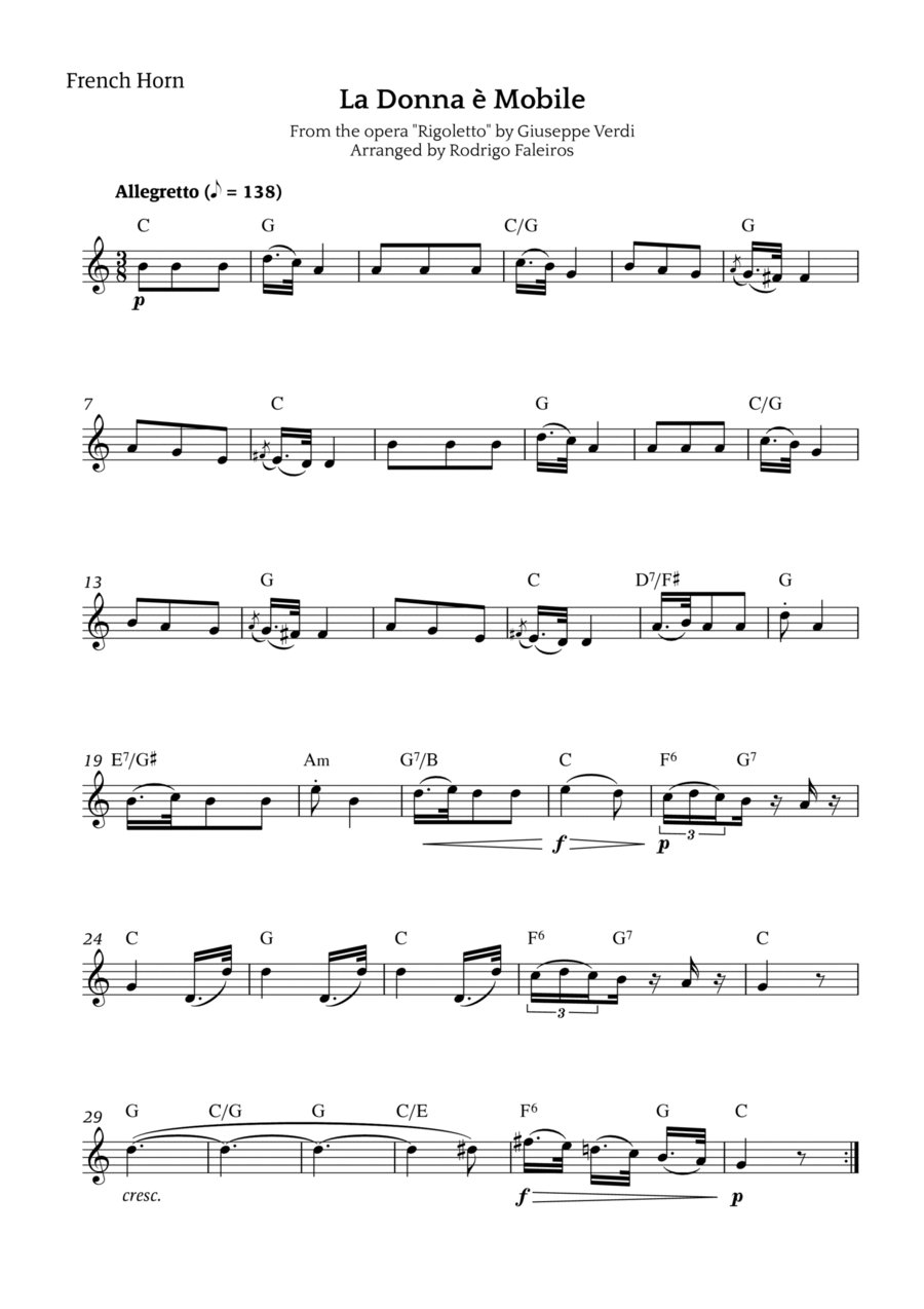 La Donna è Mobile Chamber Music scores gallery preview page 1