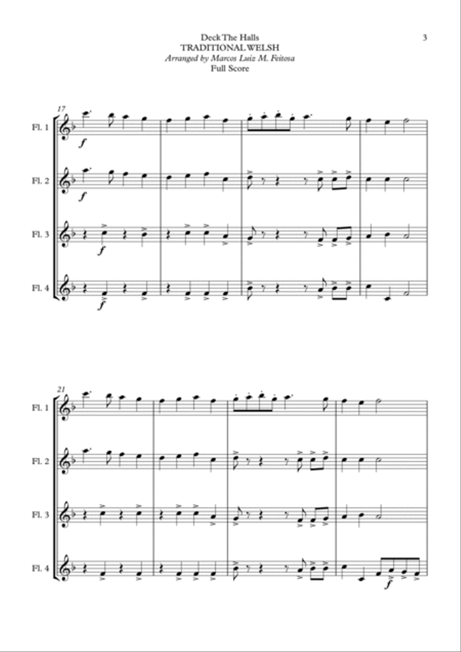 Deck The Halls - Flute Quartet Flute Quartet scores gallery preview page 5
