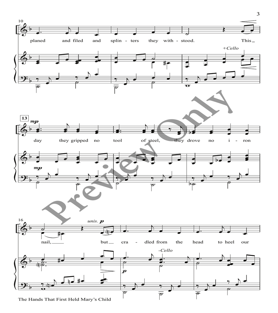 The Hands That First Held Mary's Child Orchestration 4-Part scores gallery preview page 2