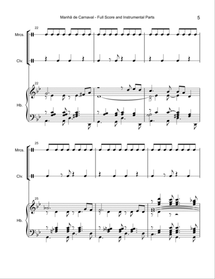 A Day In The Life Of A Fool (manha De Carnaval) Handbell Choir scores gallery preview page 5