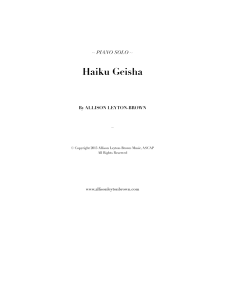 Haiku Geisha - Piano Solo - by Allison Leyton-Brown image number null