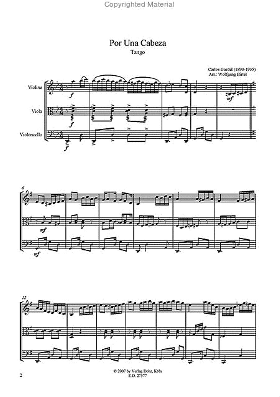 Por una Cabeza -Tango- (für Streichtrio) String Trio scores gallery preview page 2