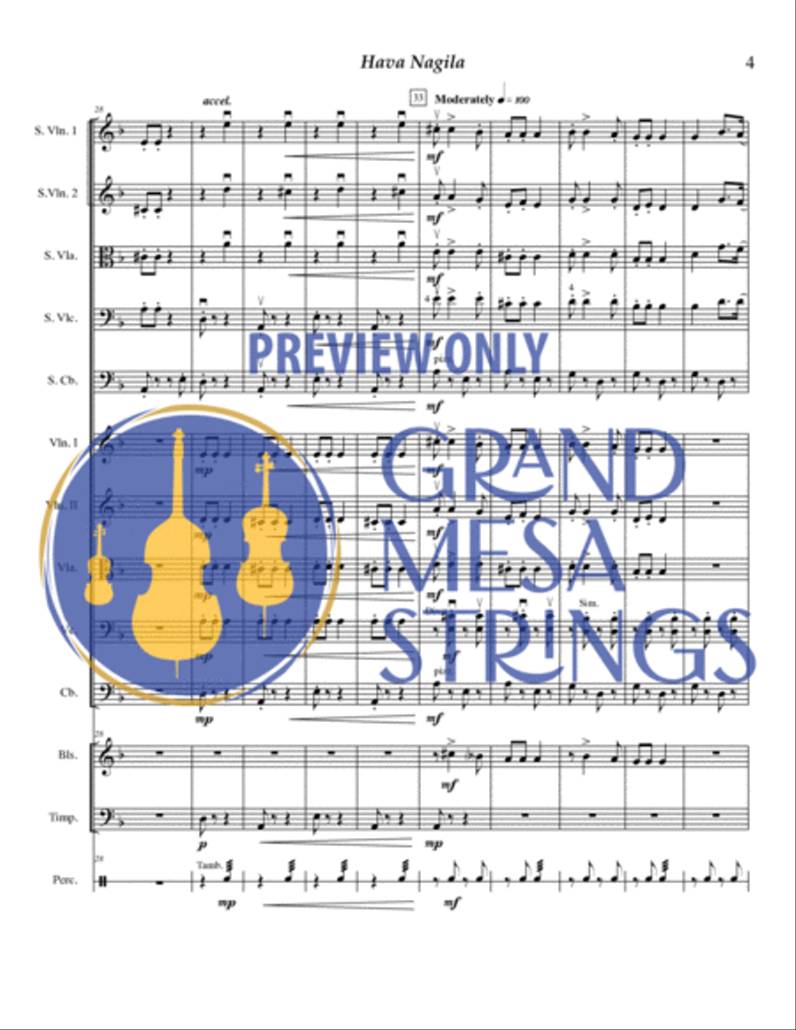 Hava Nagila String Orchestra scores gallery preview page 5