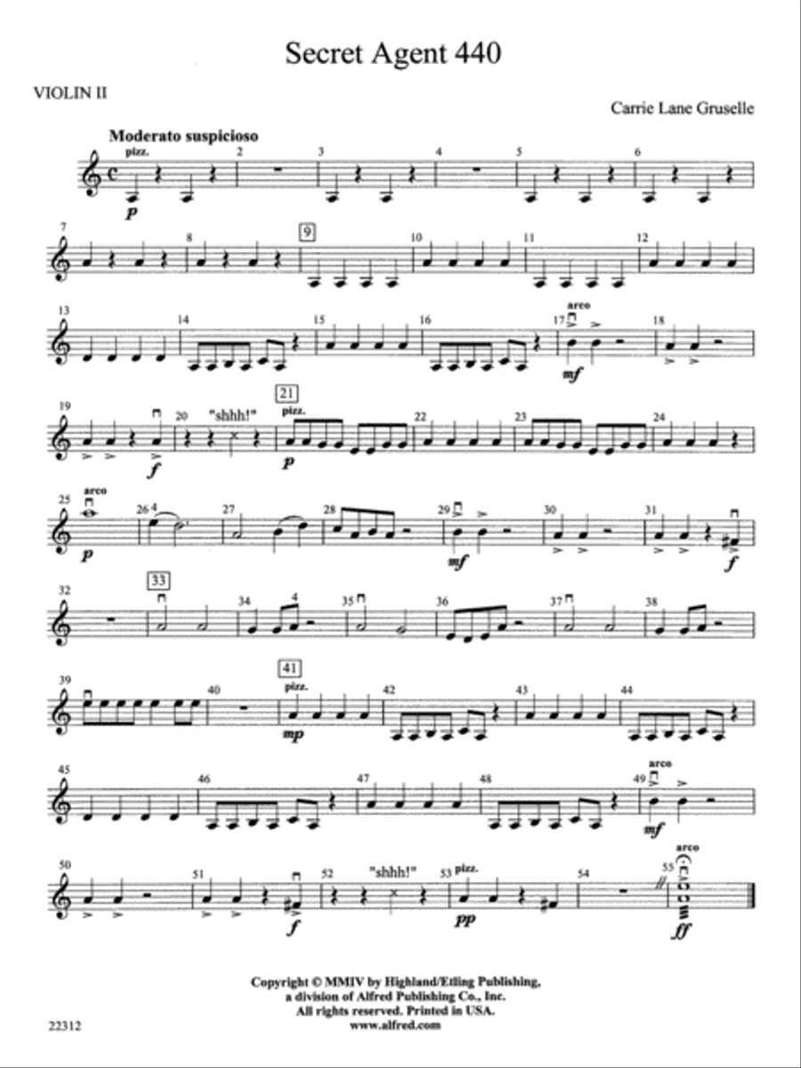 Secret Agent 440: 2nd Violin String Orchestra scores gallery preview page 1