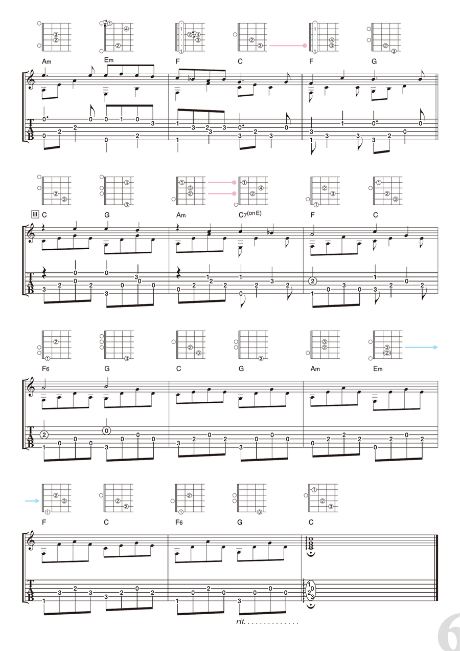 Pachelbel : Canon [for solo acoustic guitar] Acoustic Guitar scores gallery preview page 6