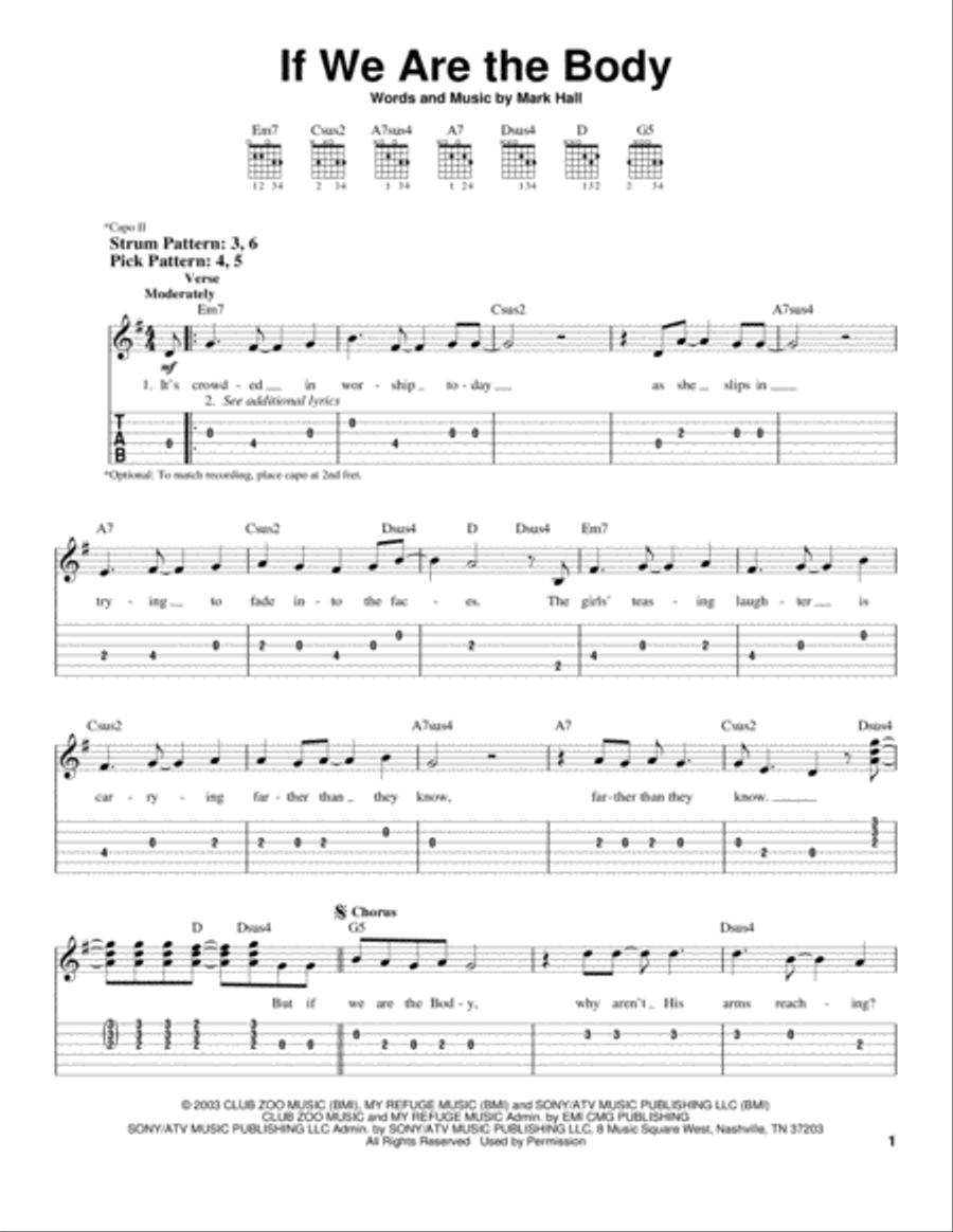 If We Are The Body Acoustic Guitar scores gallery preview page 1
