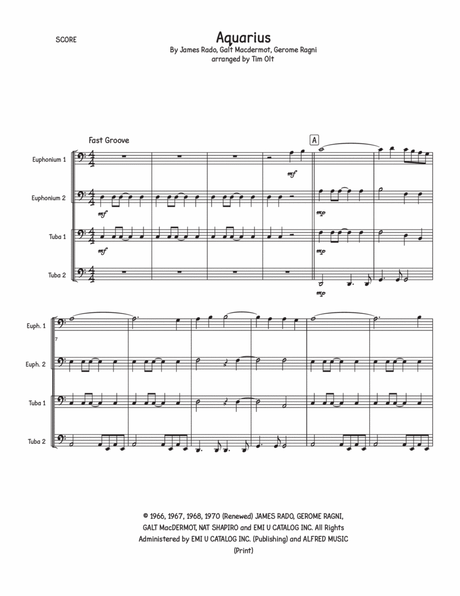 Aquarius Aquarius Brass Quartet scores gallery preview page 1
