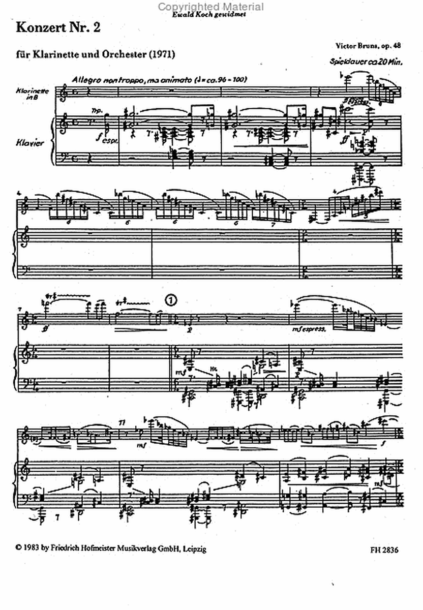 Konzert Nr. 2 fur Klarinette und Orchester, op. 48 / KlA
