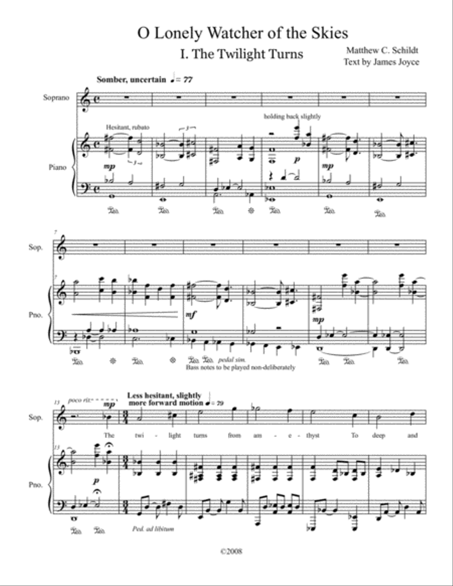 O Lonely Watcher of the Skies Soprano Voice scores gallery preview page 2