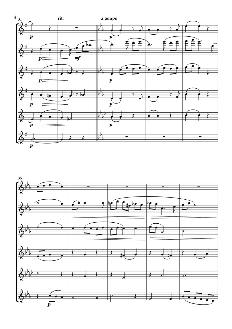 Night-Time in New York A Blue Waltz for Flute Choir Flute Choir scores gallery preview page 5