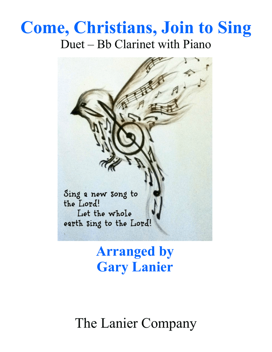 Gary Lanier: COME, CHRISTIANS, JOIN TO SING (Duet – Bb Clarinet & Piano with Parts) Woodwind Duet scores gallery preview page 1