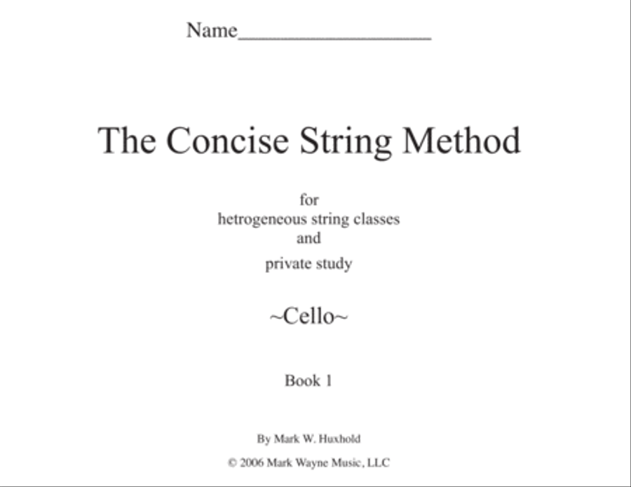 The Concise String Method- Cello Book I String Orchestra scores gallery preview page 1