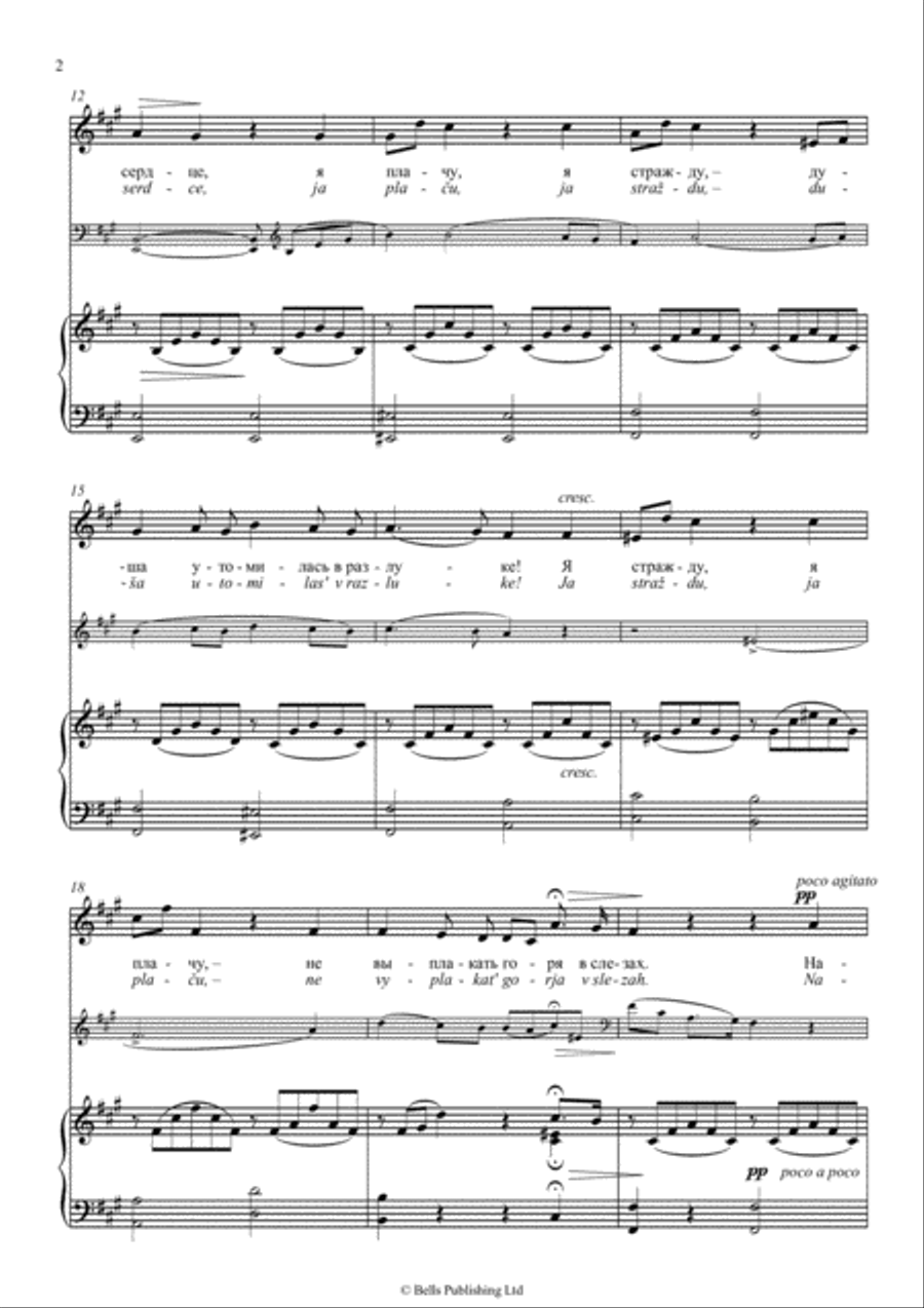 Somnenie (voice, piano and obligato) (F-sharp minor) Voice scores gallery preview page 2