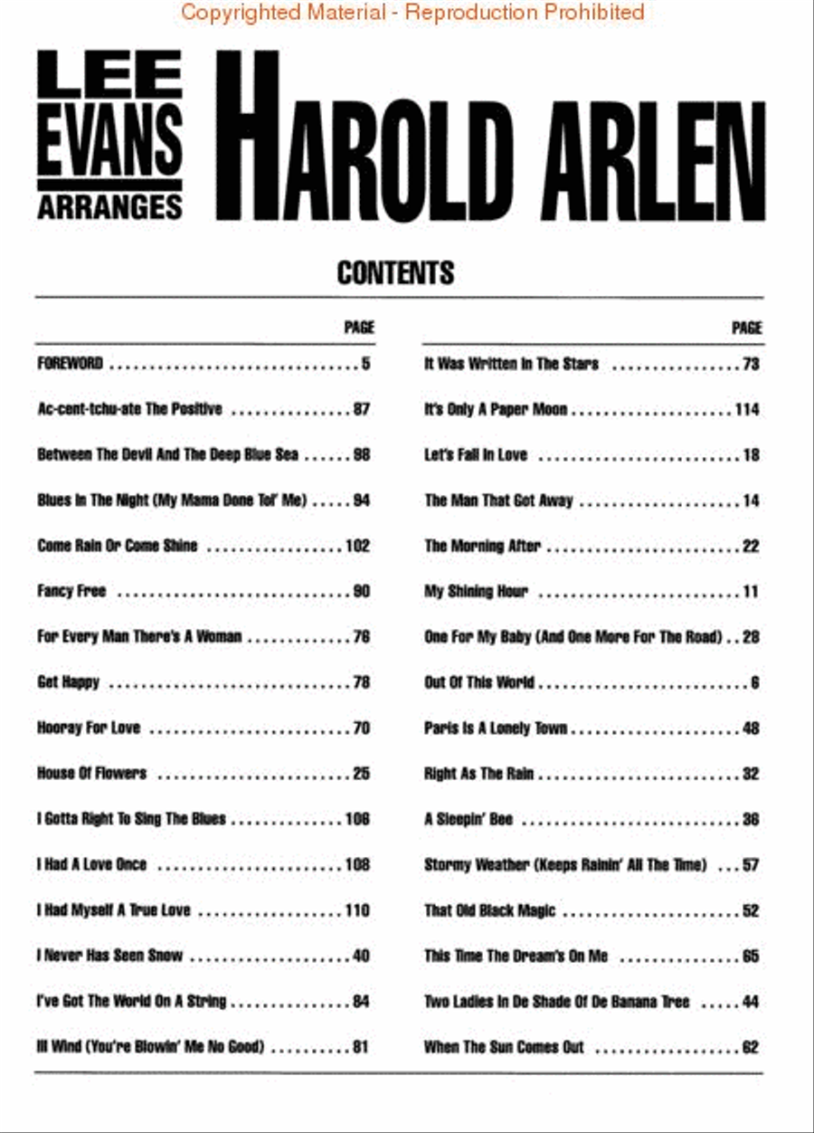 Lee Evans Arranges Harold Arlen Piano scores gallery preview page 2