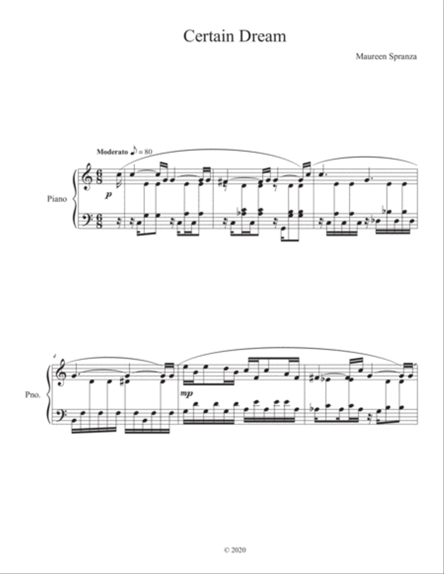 Certain Dream Piano Solo scores gallery preview page 1