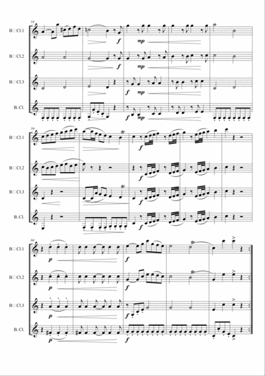 Divertimento Mtv. 1 in Bb for Clarinet Quartet Clarinet Quartet scores gallery preview page 5