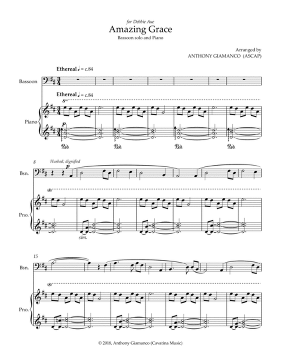 Amazing Grace (bassoon solo and piano) - Score & parts image number null