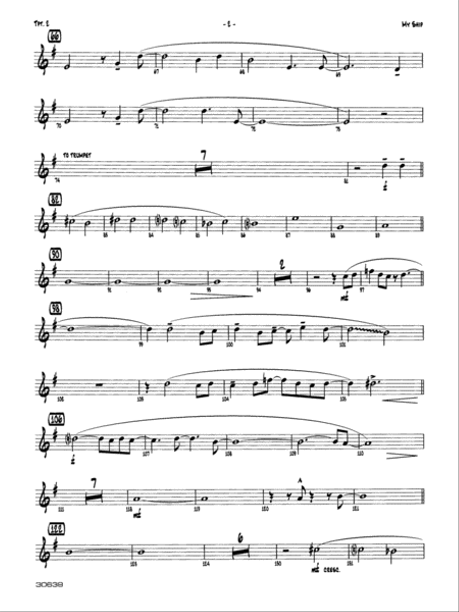 My Ship: 2nd B-flat Trumpet Jazz Ensemble scores gallery preview page 2