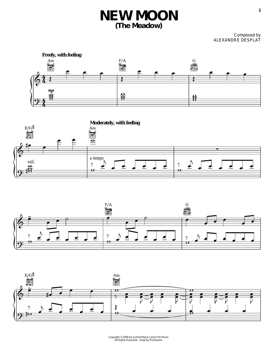 New Moon (The Meadow) Piano, Vocal, Guitar scores gallery preview page 1