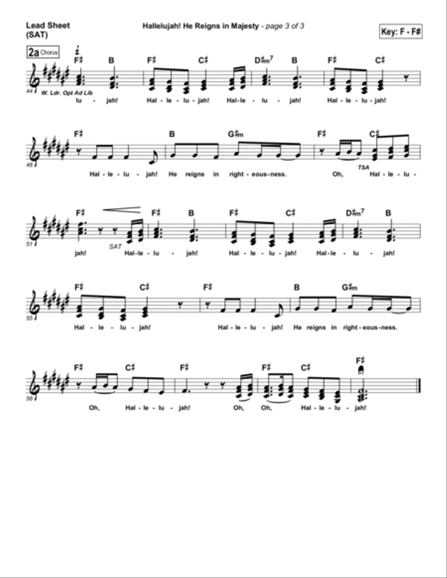 Hallelujah! He Reigns in Majesty Piano scores gallery preview page 3