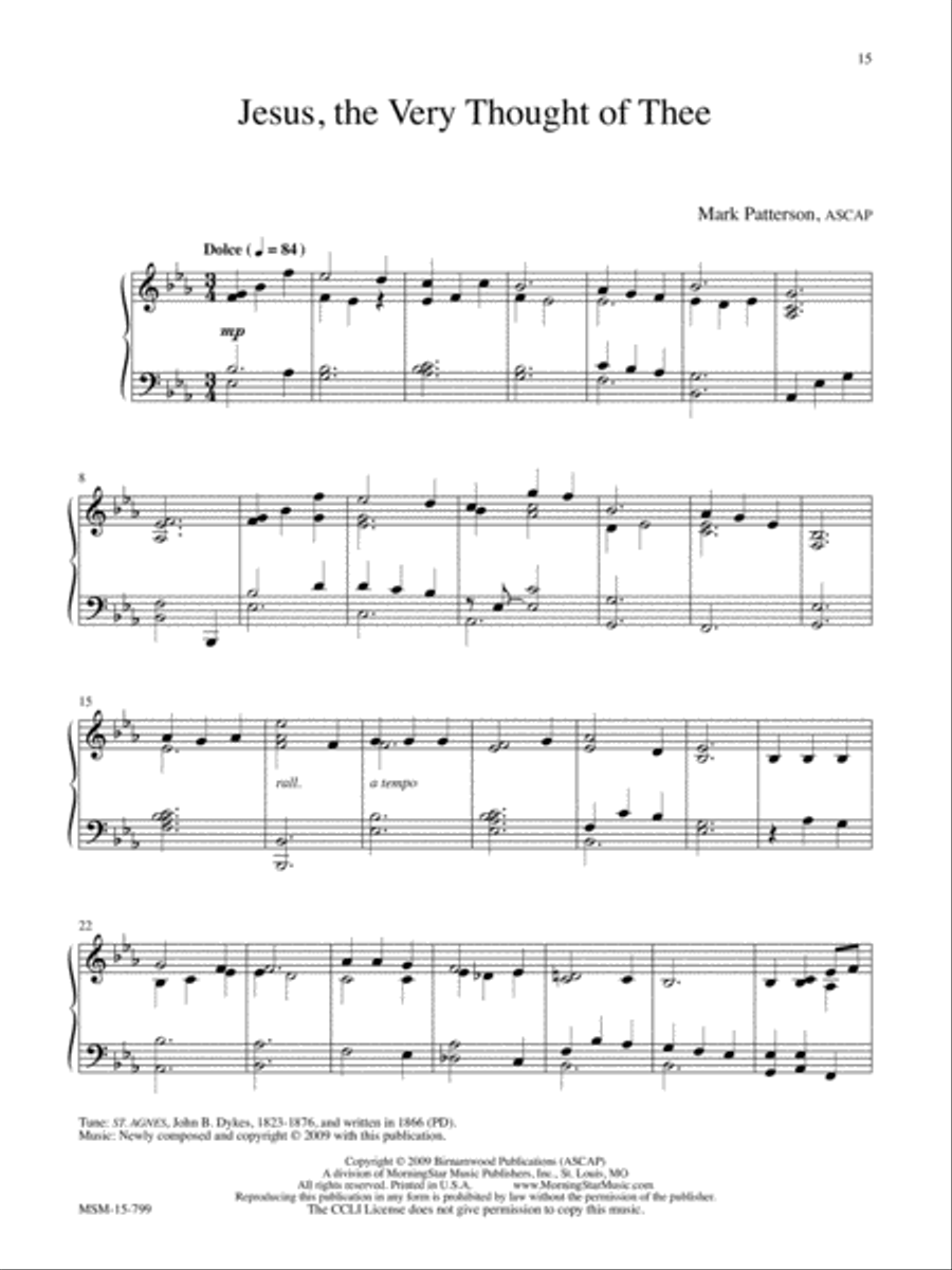 Jesus, the Very Thought of Thee Piano Solo scores gallery preview page 1