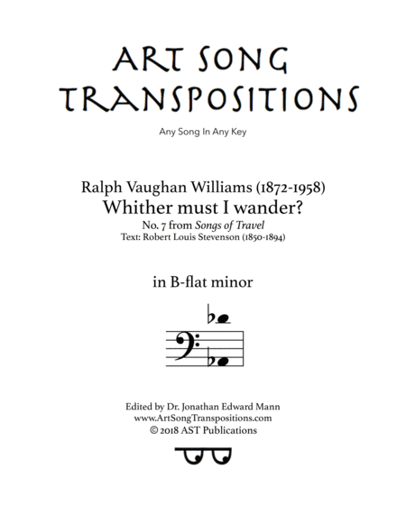 VAUGHAN WILLIAMS: Whither must I wander? (transposed to B-flat minor, bass clef)