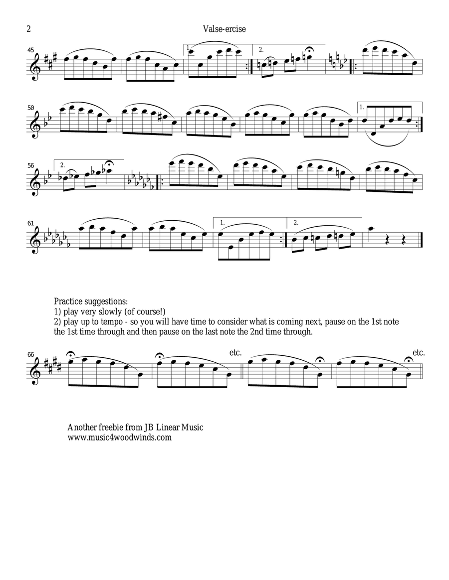 Valse-ercise (with apologies to Chopin) for woodwinds Clarinet Solo scores gallery preview page 2
