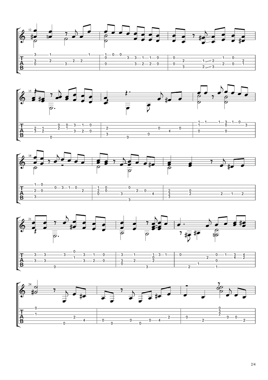 El Choclo (Kiss of Fire Tango) Classical Guitar scores gallery preview page 2