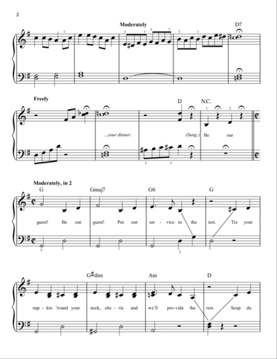Be Our Guest (from Beauty And The Beast) (2017) Easy Piano scores gallery preview page 2