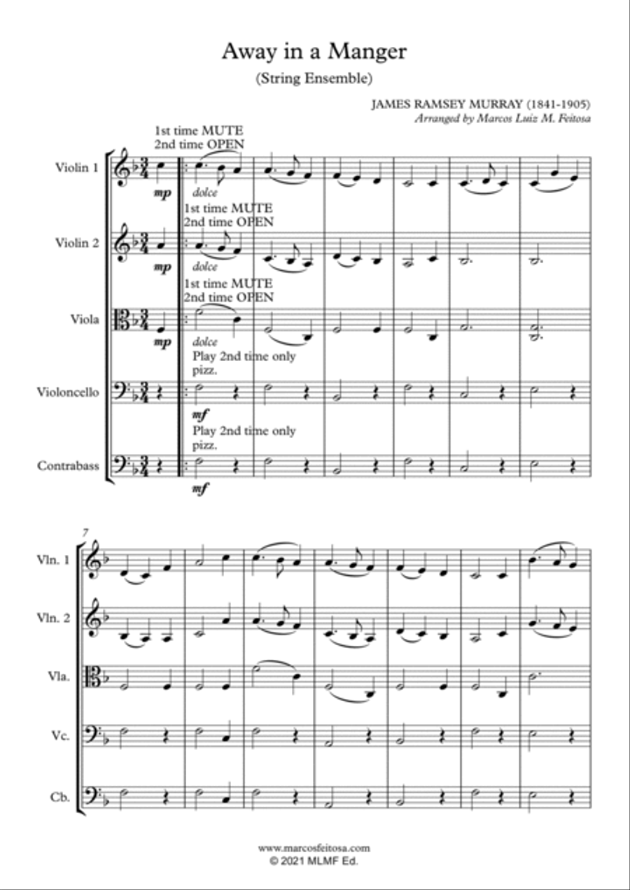 Away in a Manger - String Ensemble Cello scores gallery preview page 3