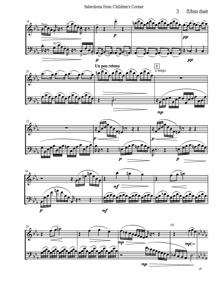 Debussy Children's Corner for flute and bassoon duet Debussy Children's Corner for flute and bassoon duet Woodwind Duet scores gallery preview page 3