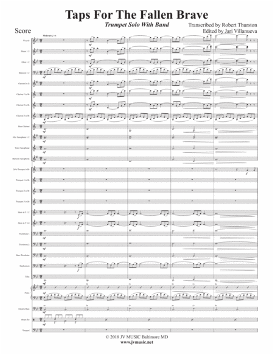 Taps for the Fallen Brave for Solo Trumpet and Band Concert Band scores gallery preview page 2