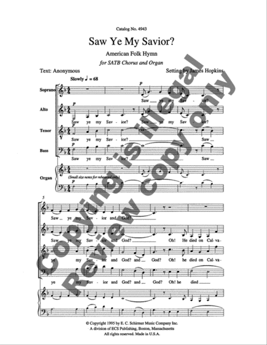 Saw Ye My Savior? Saw Ye My Savior? 4-Part scores gallery preview page 7