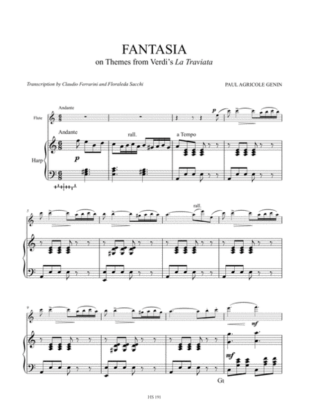 Fantasia on Themes from Verdi’s "La Traviata" for Flute and Harp