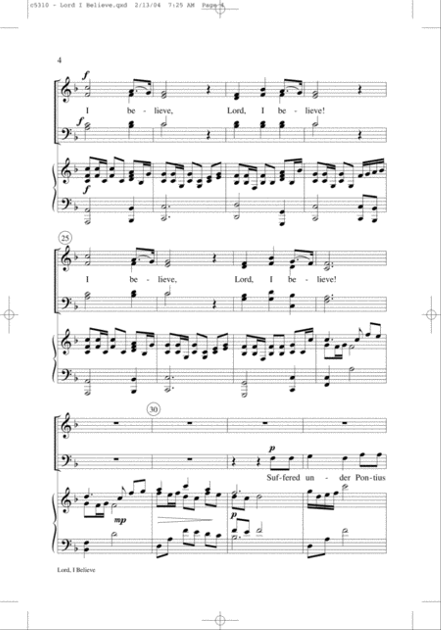 Lord, I Believe 4-Part scores gallery preview page 4