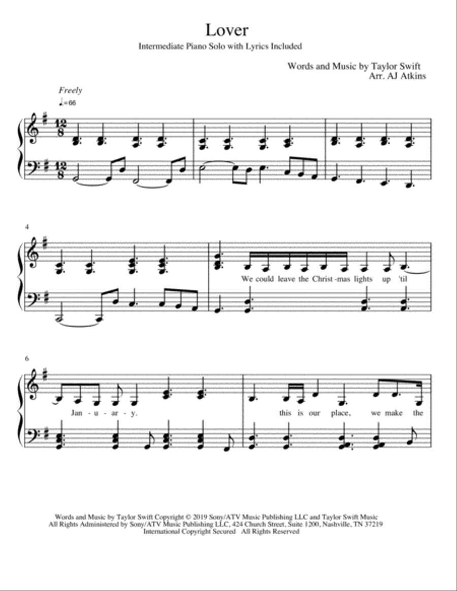 Lover Piano Solo scores gallery preview page 2