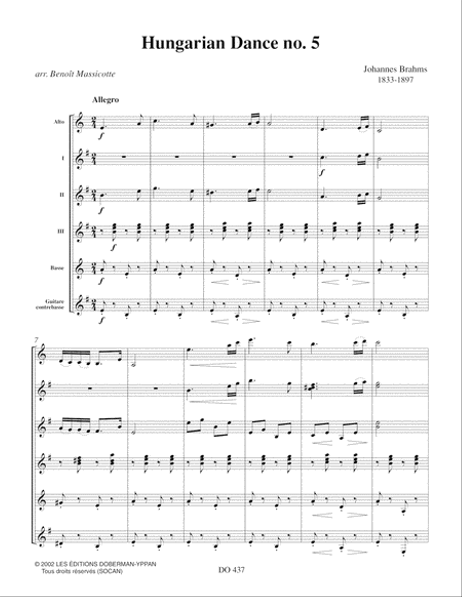Hungarian Dance no. 5 Guitar Ensemble scores gallery preview page 3