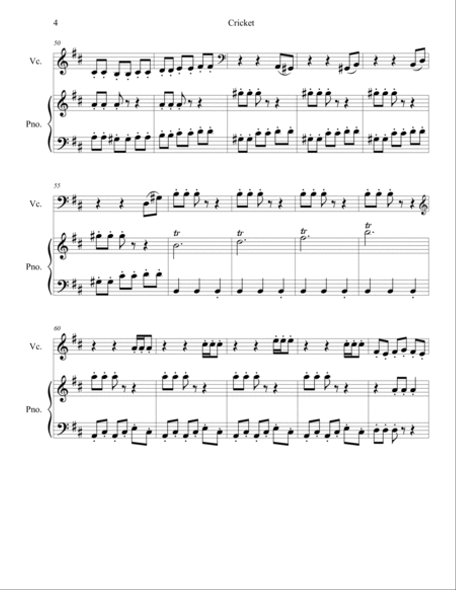 Cricket for Cello and Piano Piano scores gallery preview page 4